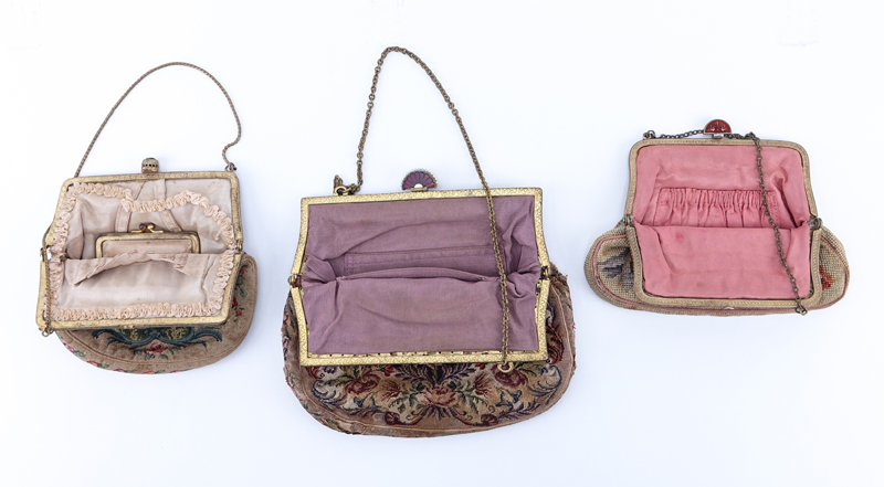 Collection of Three (3) Antique Tapestry Purses.