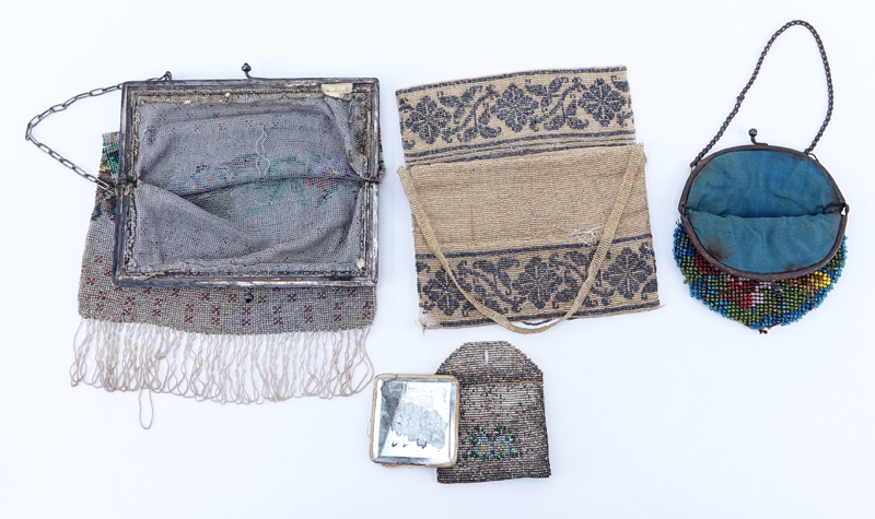 Collection of Five (5) Antique Beaded Bags.