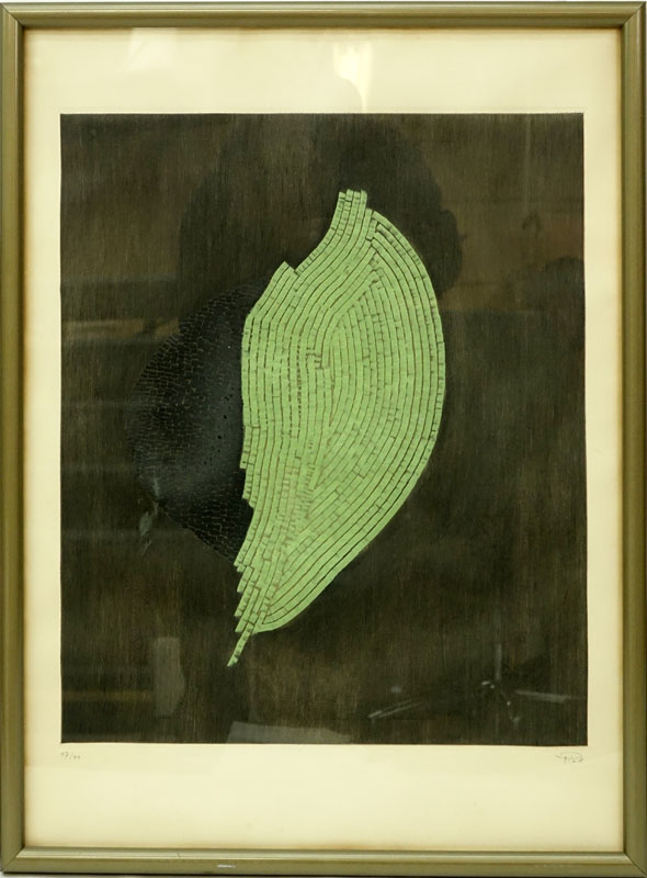 Arthur Luis Piza, Brazilian/French (1928 - 2017) Color Etching, Noir et Vert, Signed and Numbered 77/99 in Pencil.