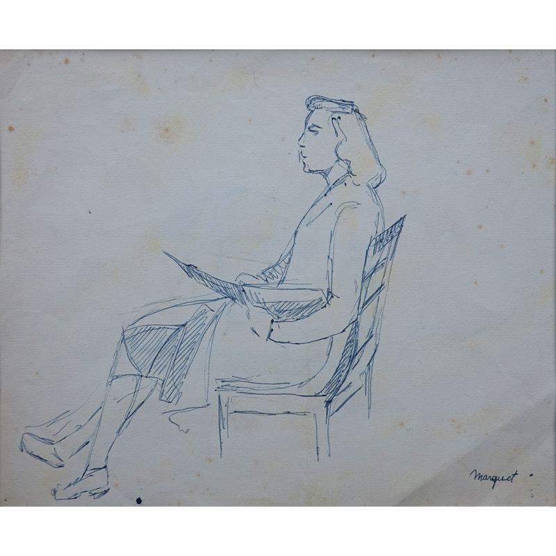 Attributed to: Albert Marquet, French (1875 - 1947) Ink on paper "Seated Woman", charcoal sketch en verso "Seated Woman".