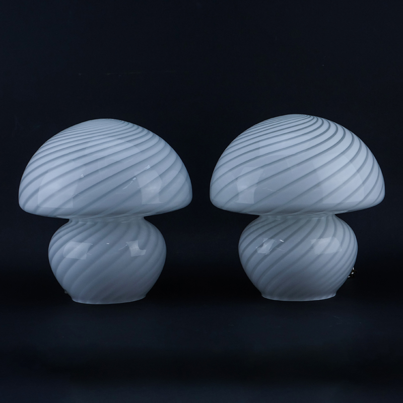 Pair of Mid Century Murano Mushroom Lamps.