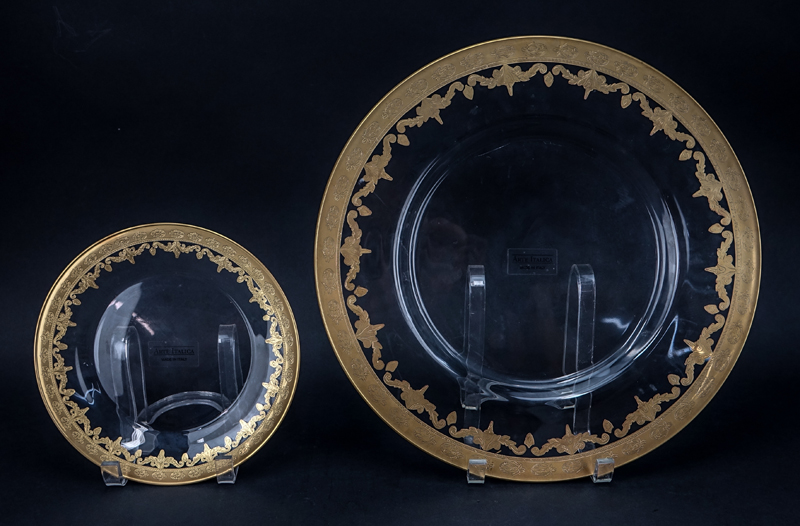 Thirty Seven (37) Piece Arte Italica Glass Vetro Gold Dessert Set.