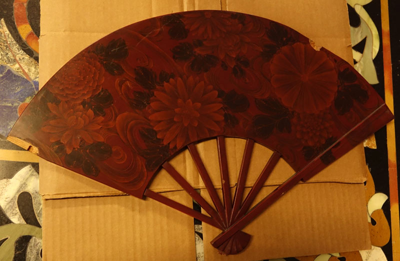 Early to Mid 20th Century Japanese Red Lacquered Cabinet.