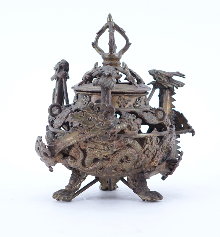 Chinese Gilt Bronze Openwork Incense Burner.