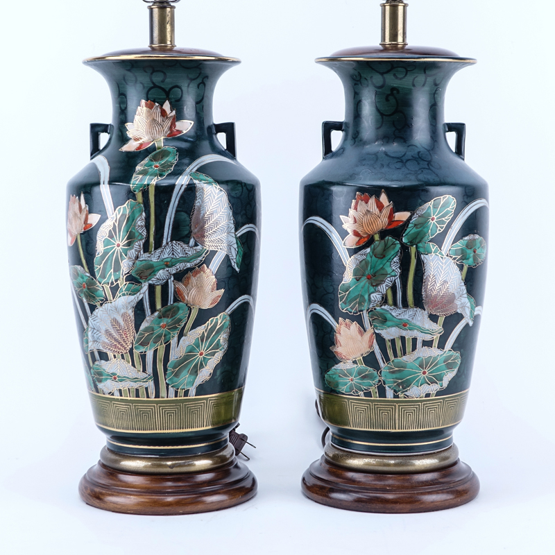 Pair of Japanese Nippon Vases as Lamps.