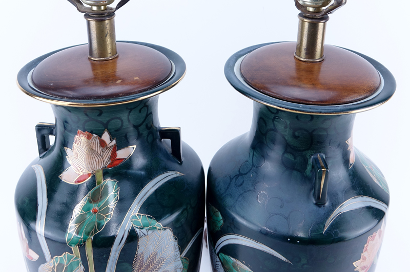 Pair of Japanese Nippon Vases as Lamps.