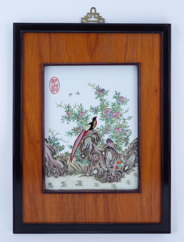 Framed Chinese Porcelain Plaque.