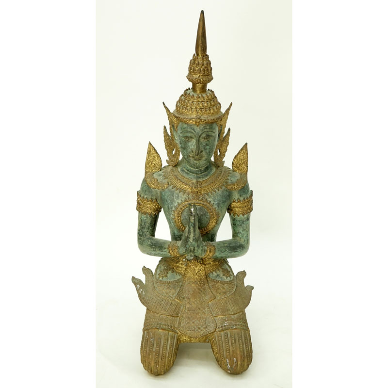 Large Antique Gilt Bronze Thai Teppanom Deity Sculpture.