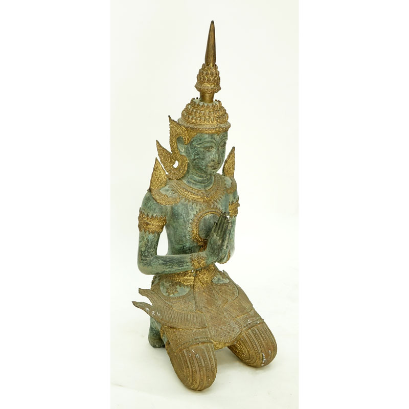 Large Antique Gilt Bronze Thai Teppanom Deity Sculpture.
