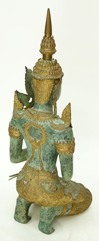 Large Antique Gilt Bronze Thai Teppanom Deity Sculpture.