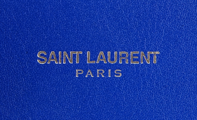 Saint Laurent Electric Blue Smooth Calf Leather Sac De Jour Baby PM. Gold tone hardware. Black leather interior with slot pocket.