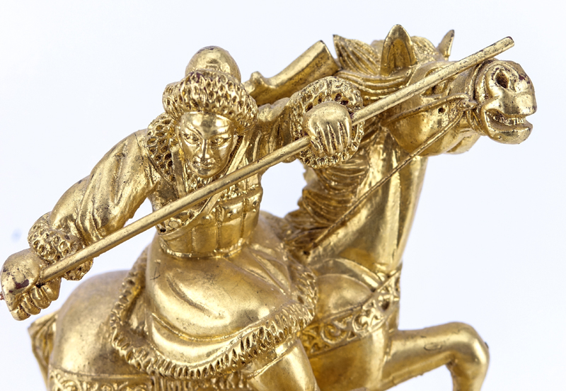 Chinese Giltwood Carved Group, Figures on Horseback.