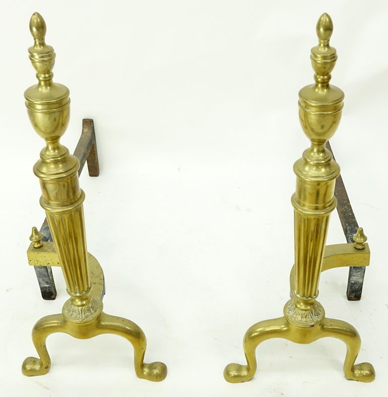 Antique Seven (7) Piece Brass Fireplace Set.