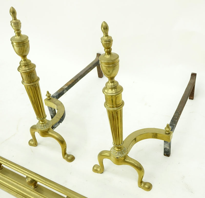 Antique Seven (7) Piece Brass Fireplace Set.