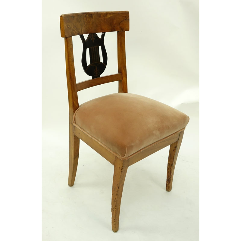 Antique Italian Burlwood Upholstered Side Chair.