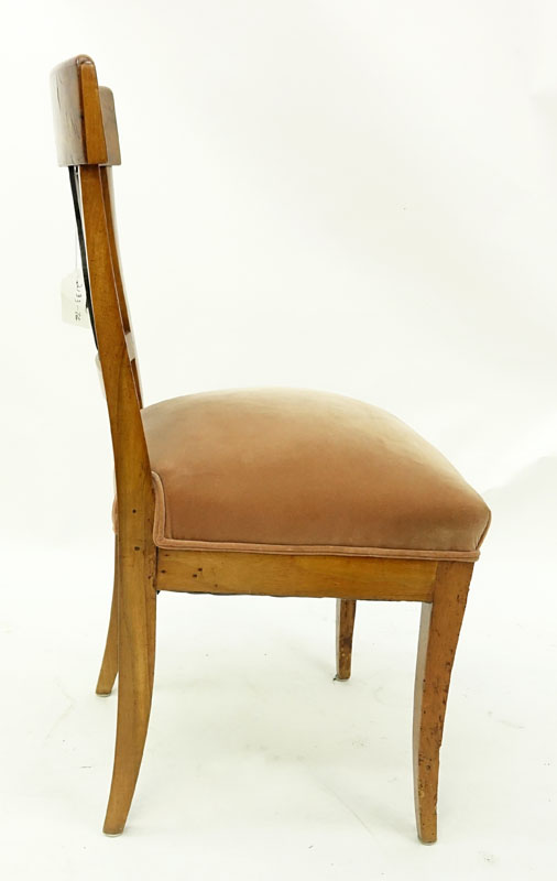 Antique Italian Burlwood Upholstered Side Chair.
