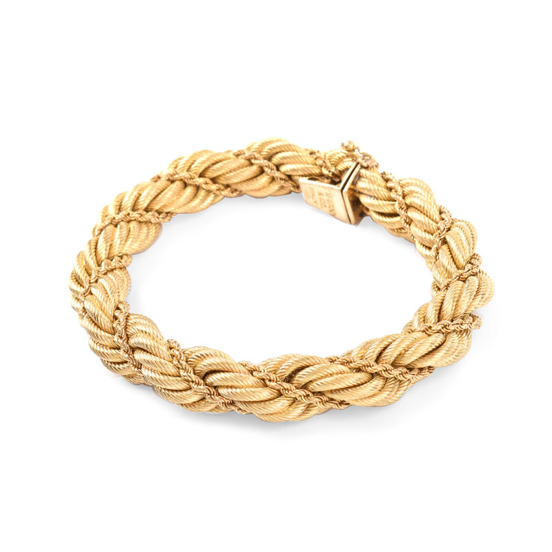 Vintage Tiffany & Co Italian 18 Karat Yellow Gold 11mm Rope Style Bracelet.