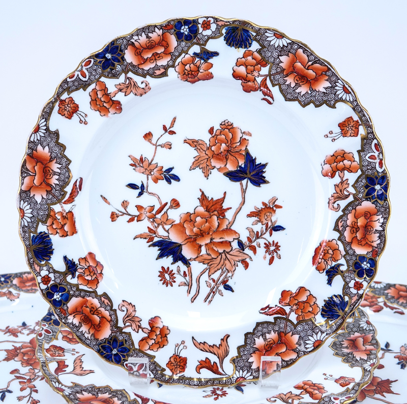 Set of Eight (8) Copeland Spode Bertha Imari Porcelain Dinner Plates.