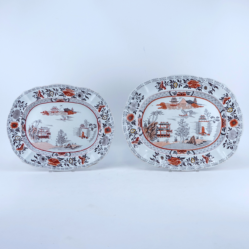 Two (2) Antique Mason Ironstone Meat Plates/ Platters.