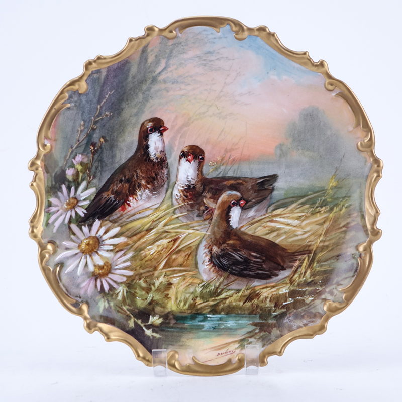 Antique LS&L Limoges Hand Painted Game Birds/ Partridges Charger.
