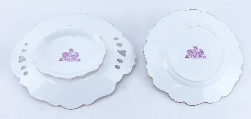 Antique Eight (8) Piece English Porcelain Dessert Set.