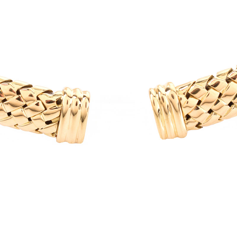 Tiffany & Co Circa 1997 18 Karat Yellow Gold Vannerie Basket Weave Choker Necklace.