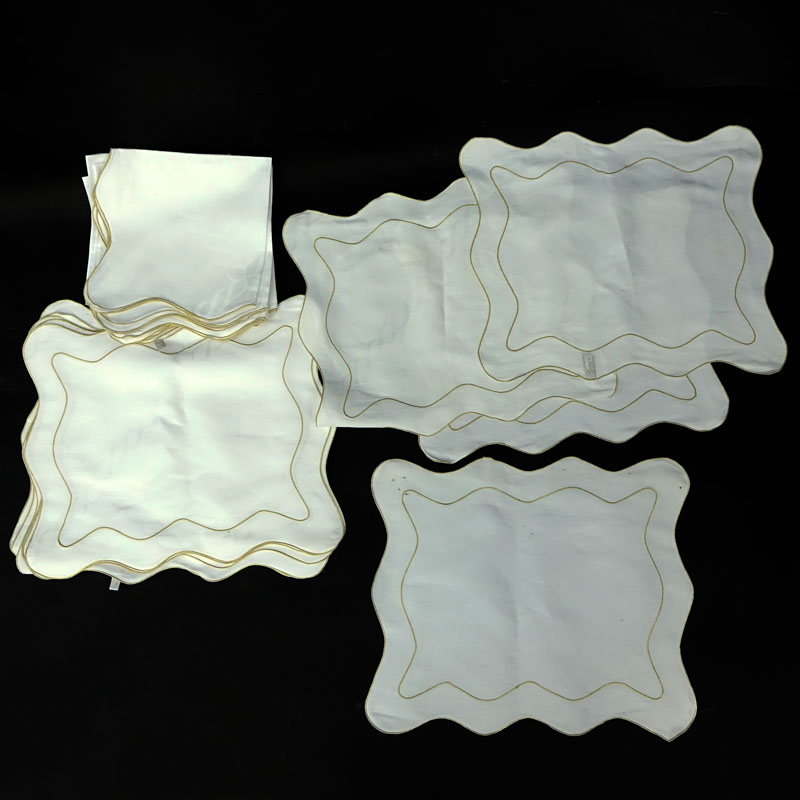 Grouping of Twenty Four (24) Pratesi Italy Damask Place Mats and Napkins.