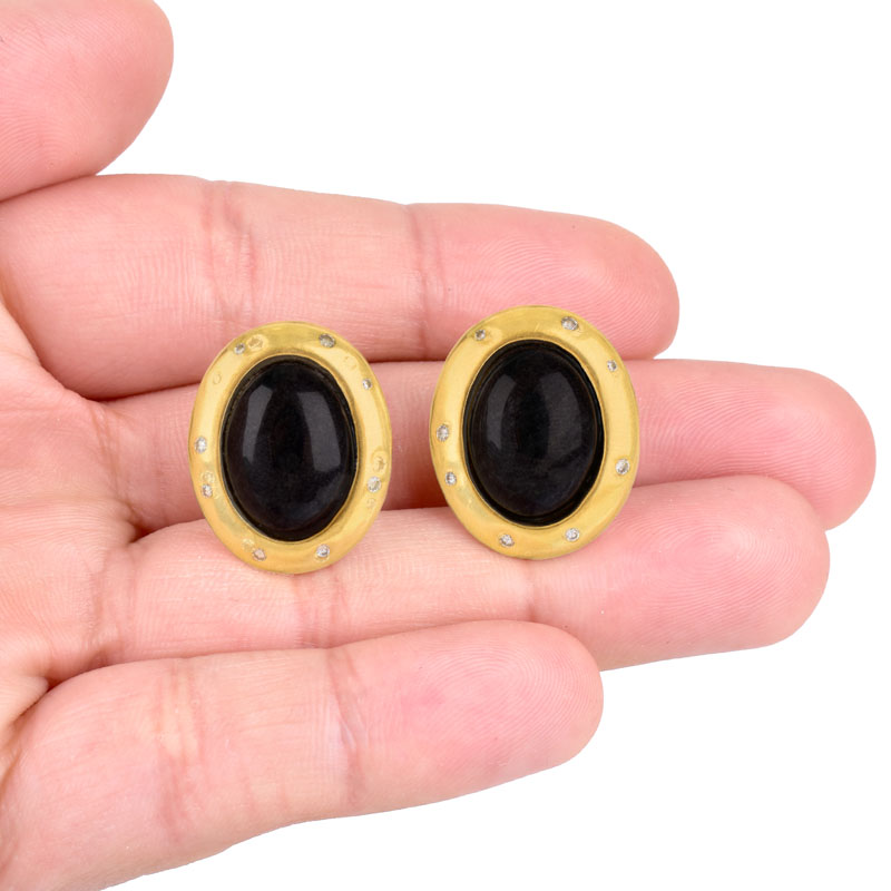 Vintage Angela Cummings Circa 1984 18 Karat Yellow Gold, Black Onyx and .