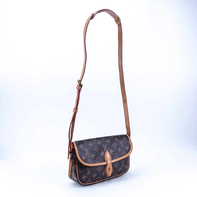 Louis Vuitton Brown Monogram Coated Canvas And Leather Gibeciere PM Shoulder Bag.