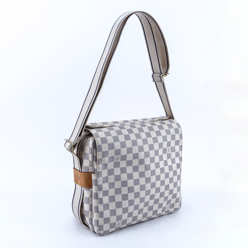 Louis Vuitton Damier Azur Ivory Coated Canvas Naviglio Messenger Bag.