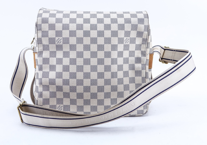 Louis Vuitton Damier Azur Ivory Coated Canvas Naviglio Messenger Bag.