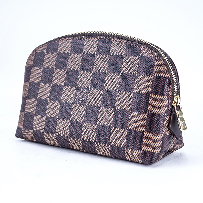 Louis Vuitton Damier Ebene Brown Coated Canvas Cosmetic Pouch.