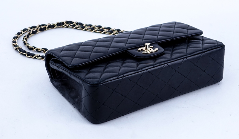 Chanel Black Quilted Leather Classic Double Flap Bag 26. Gold tone hardware.