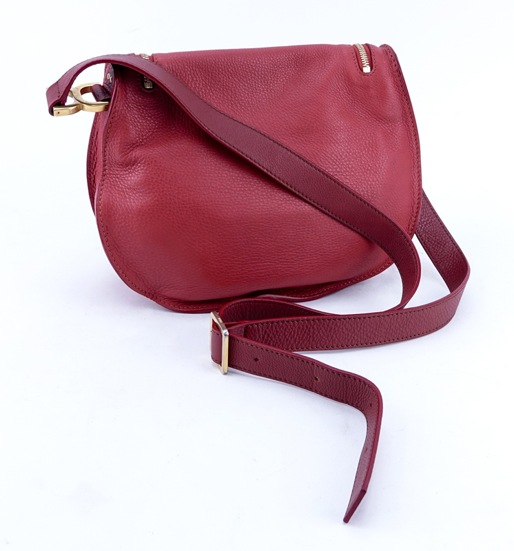 Chloe Grained Brique Leather Marcie Hobo Crossbody Bag.