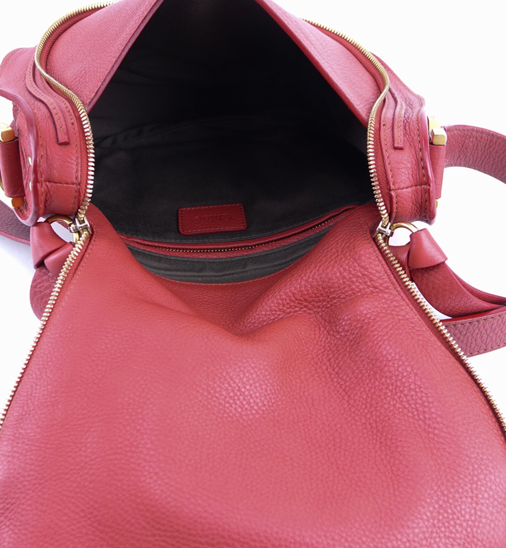 Chloe Grained Brique Leather Marcie Hobo Crossbody Bag.