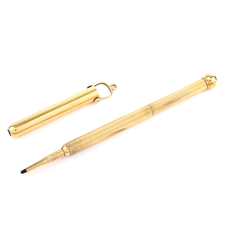 Vintage 14 Karat Yellow Gold Pendant Mechanical Pencil.