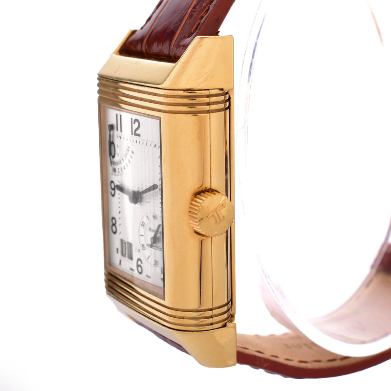 Man's Vintage Jaeger Le Coultre 18 Karat Yellow Gold Reverso Automatic 8 Day Power Reserve Model 240.