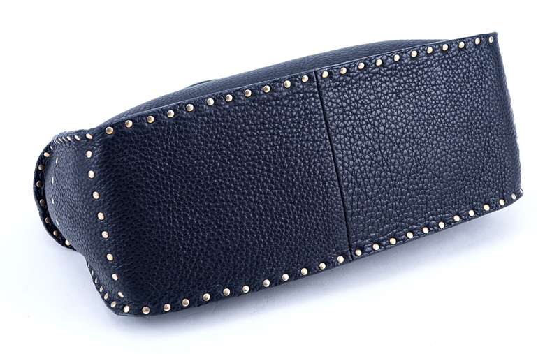 Celine Studded Black Grained Leather Boogie Handbag.