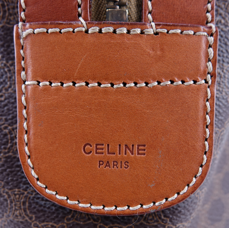 Celine Brown Macadem Coated Canvas Vintage Weekender PM.