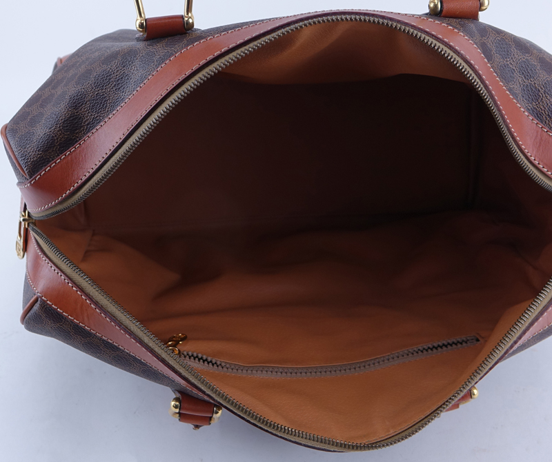 Celine Brown Macadem Coated Canvas Vintage Weekender PM.