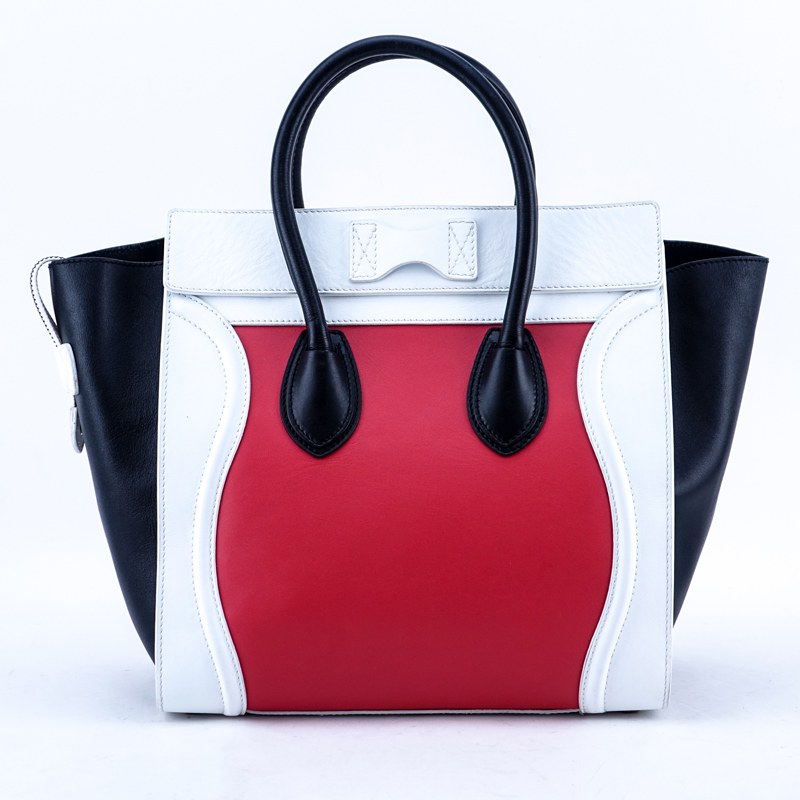 Celina Red/White And Black Tricolor Luggage Tote MM.