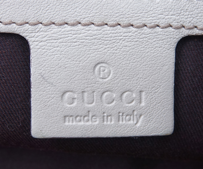 Gucci Beige Supreme Monogram Canvas And Leather Positano PM Tote.