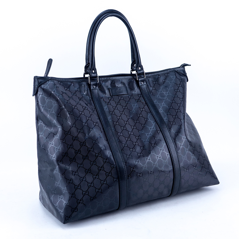 Gucci Black Guccissima Imprint Coated Canvas Large Tote.