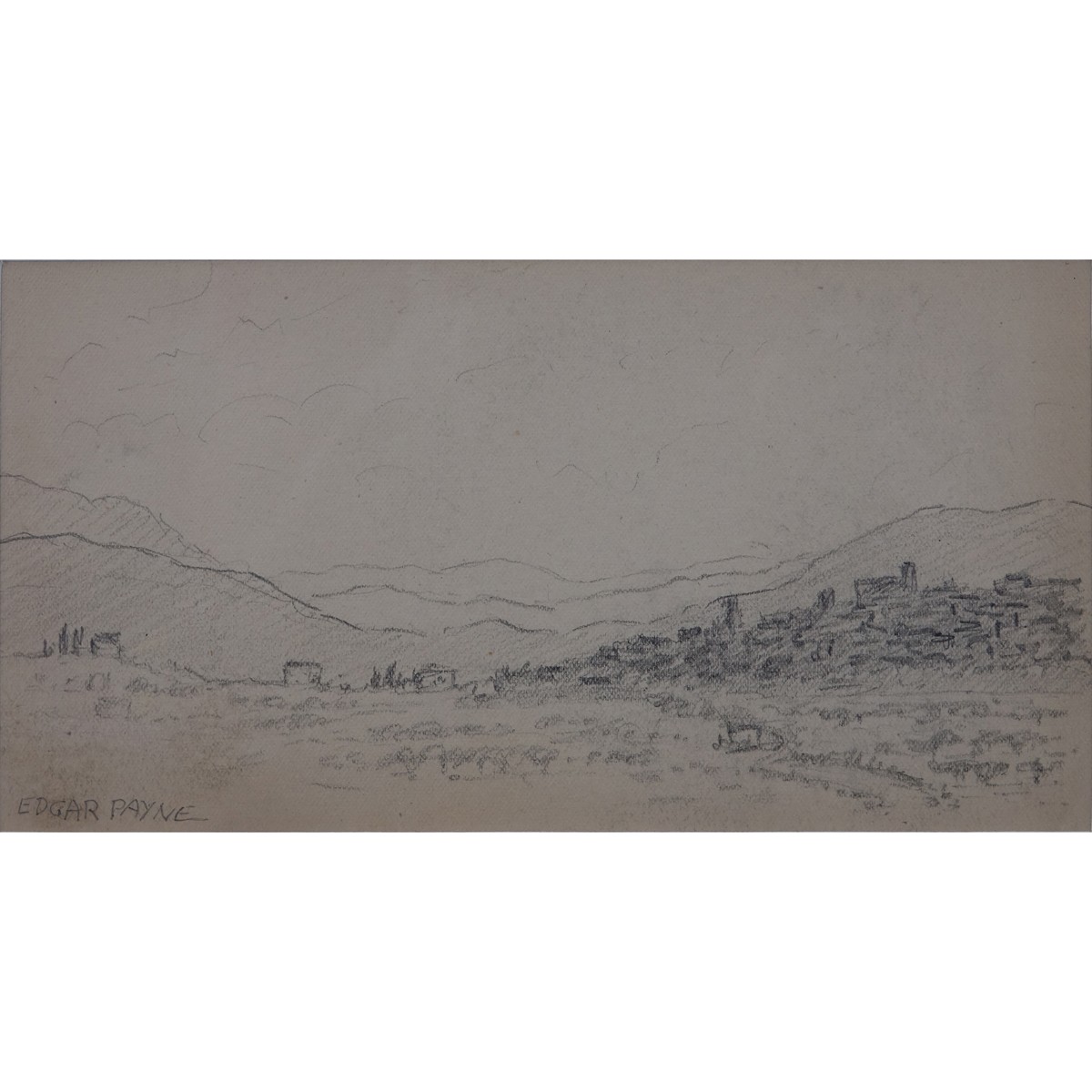 Edgar Alwin Payne, American (1883–1947) Pencil on Paper, Landscape. Signed lower left.