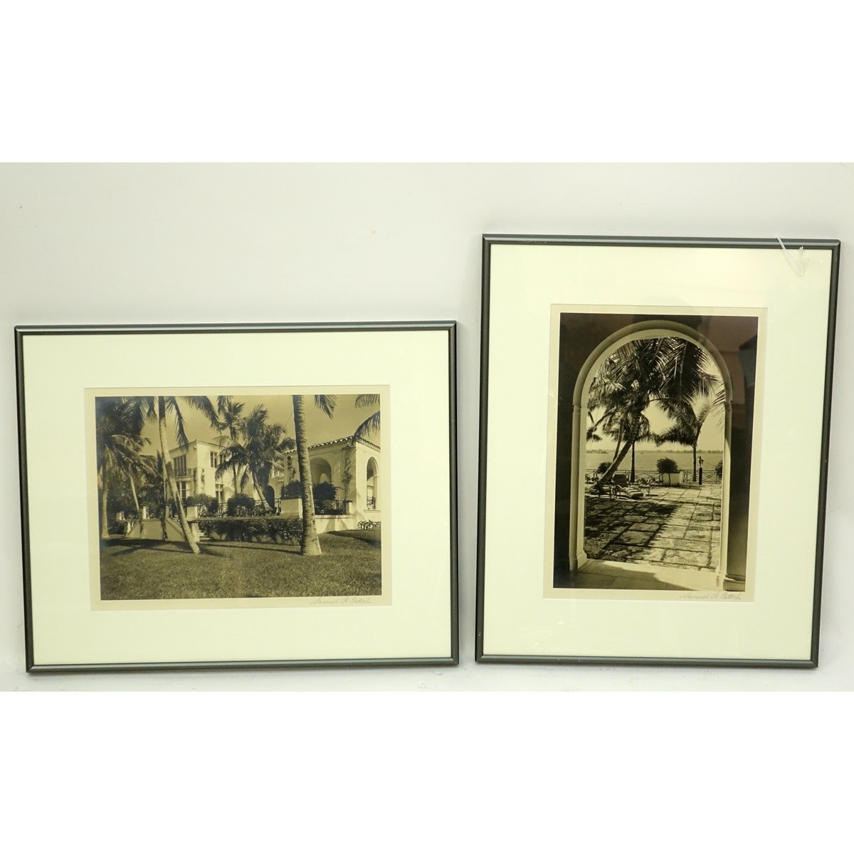 Two (2) Works by Samuel Gottscho, American (1875 - 1971) Black and White Silver Gelatin Prints of Two Distinctive Outdoor Scenes, Each Signed in Pencil Lower Right. Good condition.