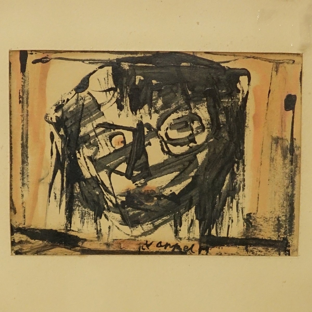 Karel Christiaan Appel, American (1921 - 2006) Ink and watercolor on paper "Head" Signed Lower center. Possibly 1950.