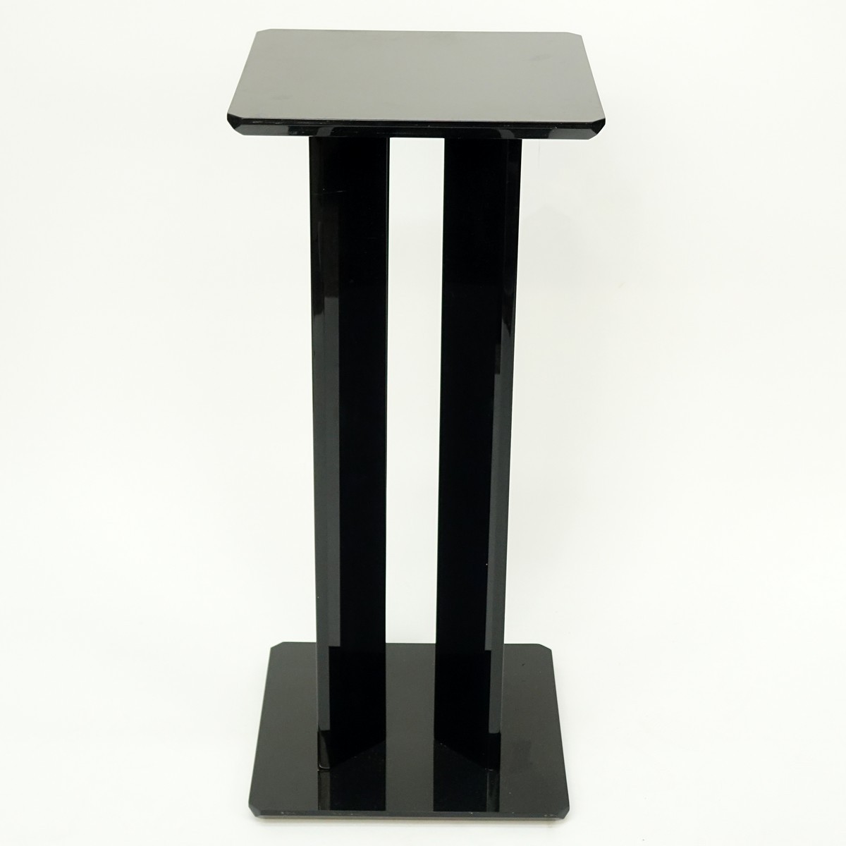 Mid Century Modern Black Lucite Pedestal. Scuffs to top from display.