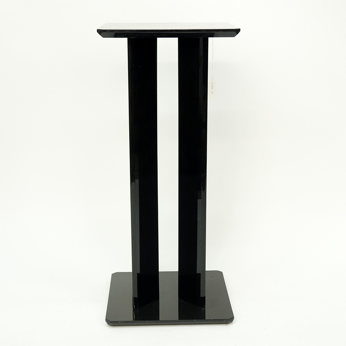 Mid Century Modern Black Lucite Pedestal. Scuffs to top from display.