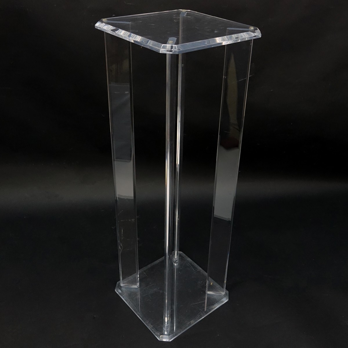 Tall Mid Century Modern Lucite Pedestal. Light scuffs to top.