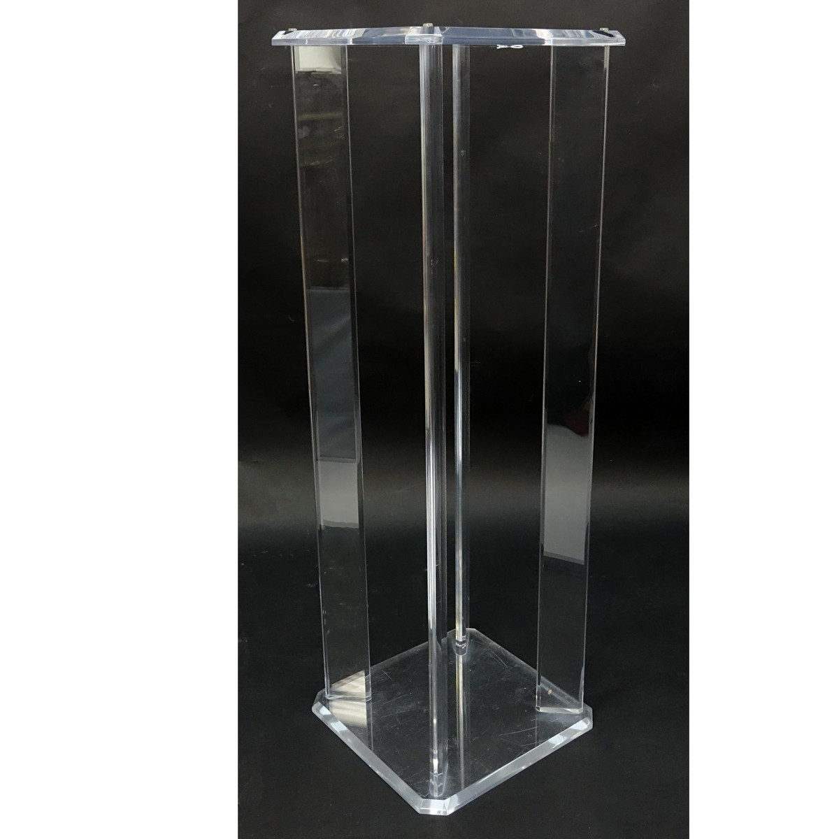 Tall Mid Century Modern Lucite Pedestal. Light scuffs to top.